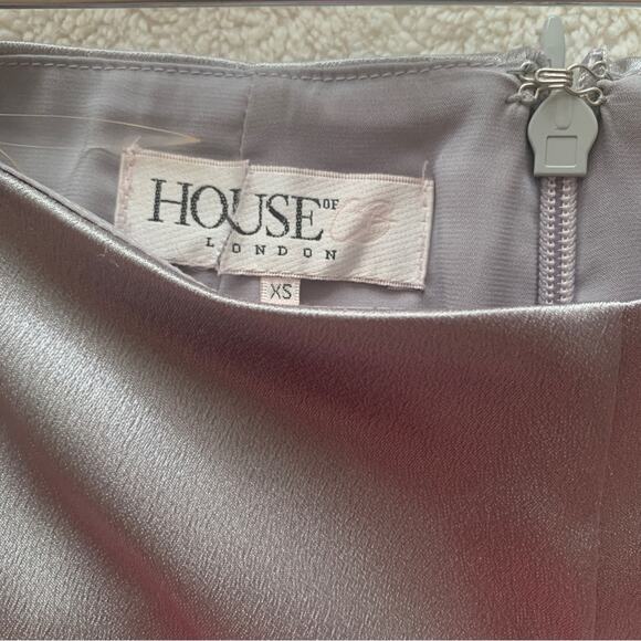 HOUSE OF CB Emiliana Silver Smokey Grey Silky Satin Trousers Tailored Pants - Picture 7 of 8